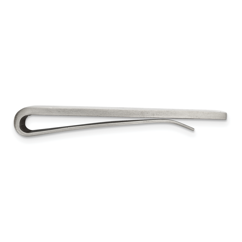 Chisel Stainless Steel Sterling Brushed with Silver Inlay CZ Money Clip