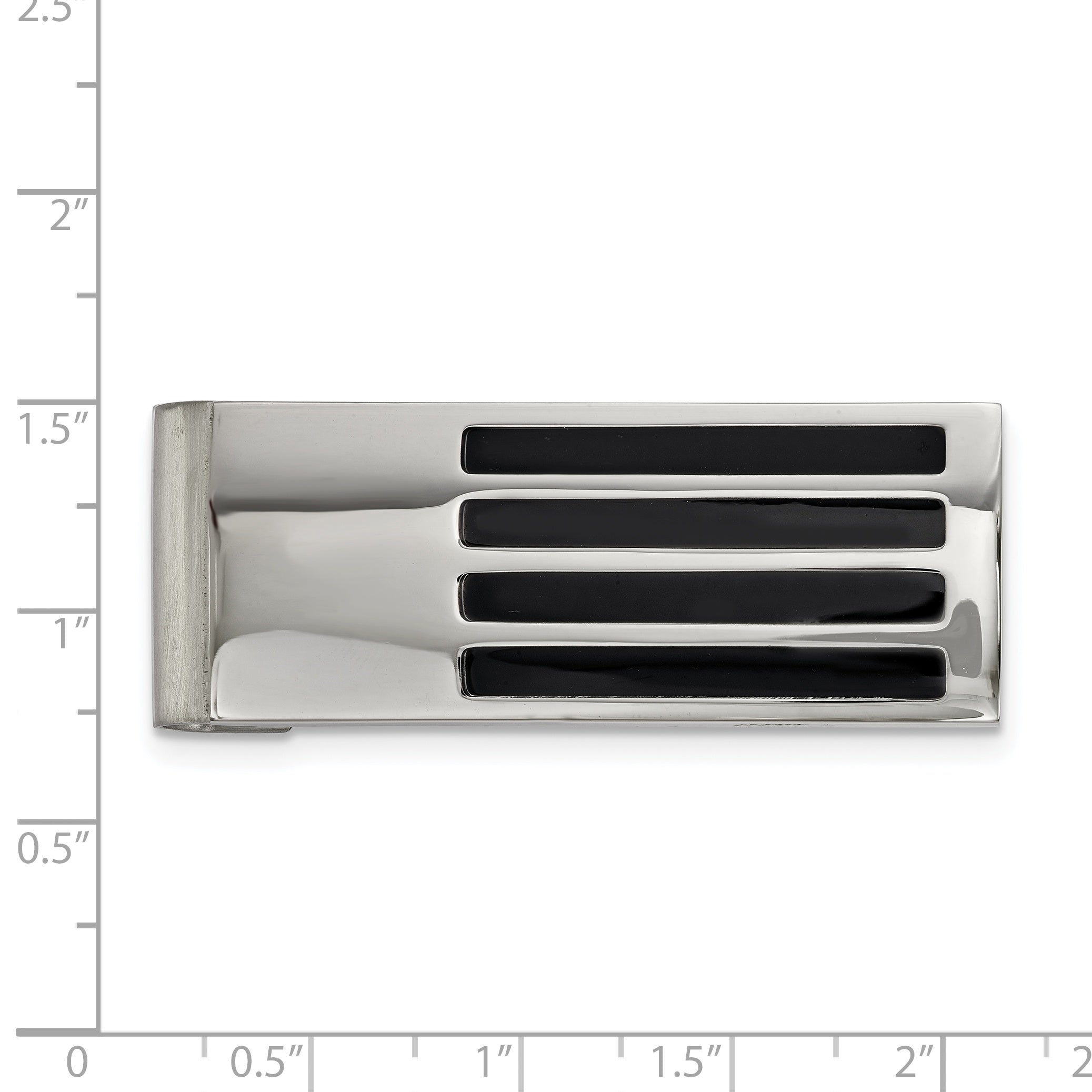 Chisel Stainless Steel Polished Black Enamel Money Clip