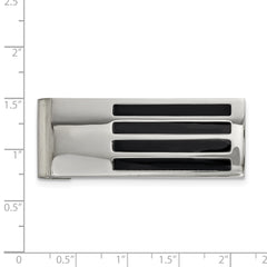 Chisel Stainless Steel Polished Black Enamel Money Clip