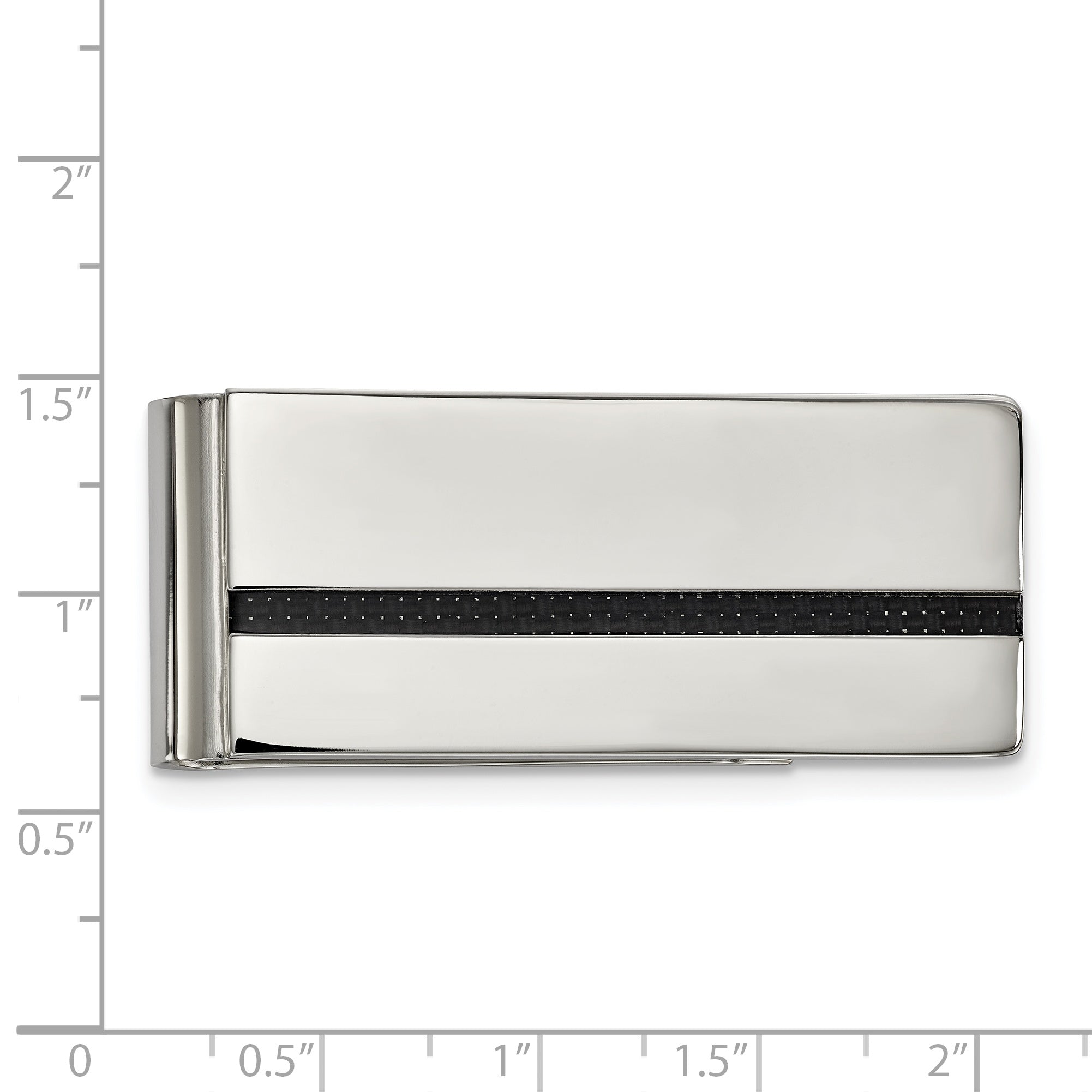 Chisel Stainless Steel Polished Black Carbon Fiber Inlay Money Clip