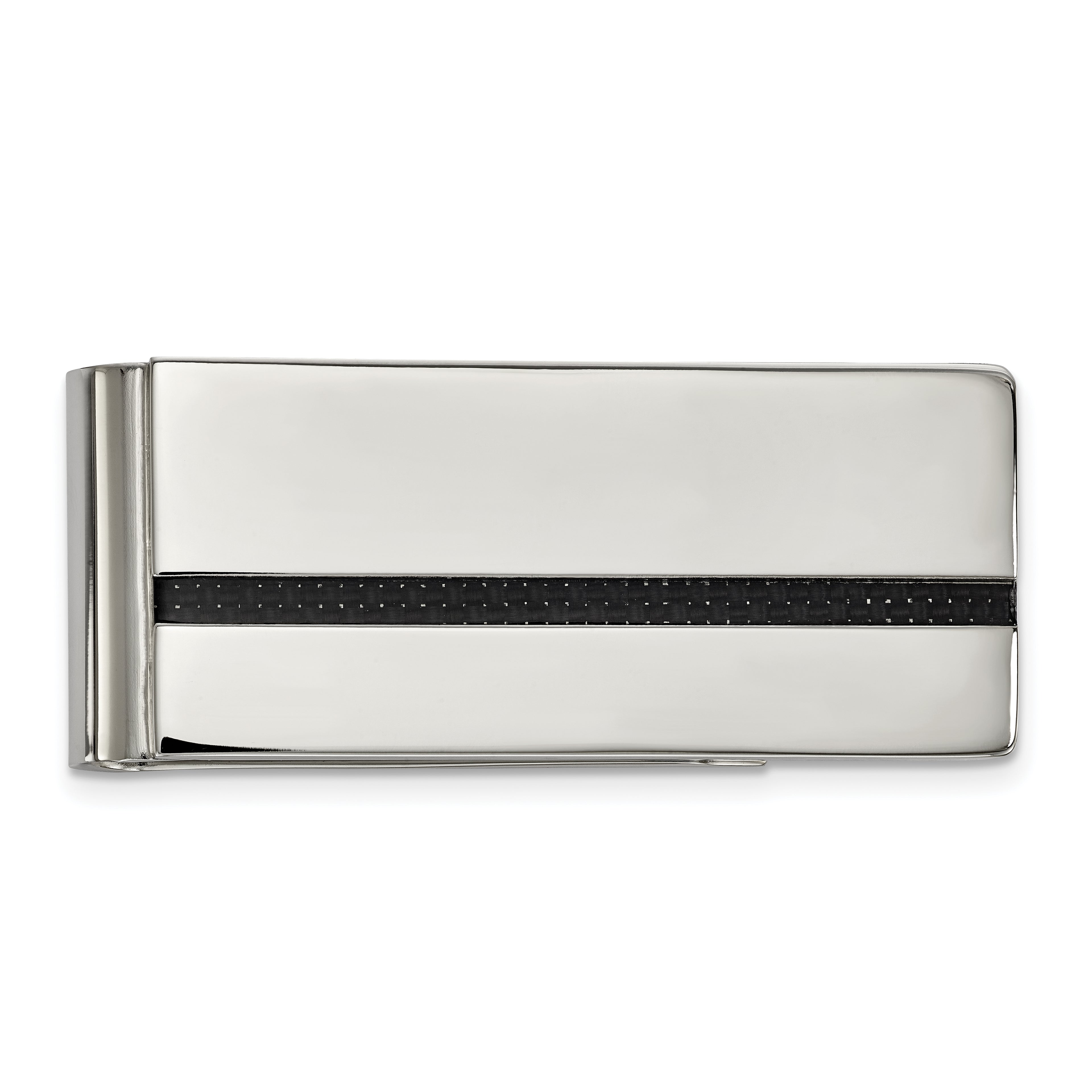 Chisel Stainless Steel Polished Black Carbon Fiber Inlay Money Clip