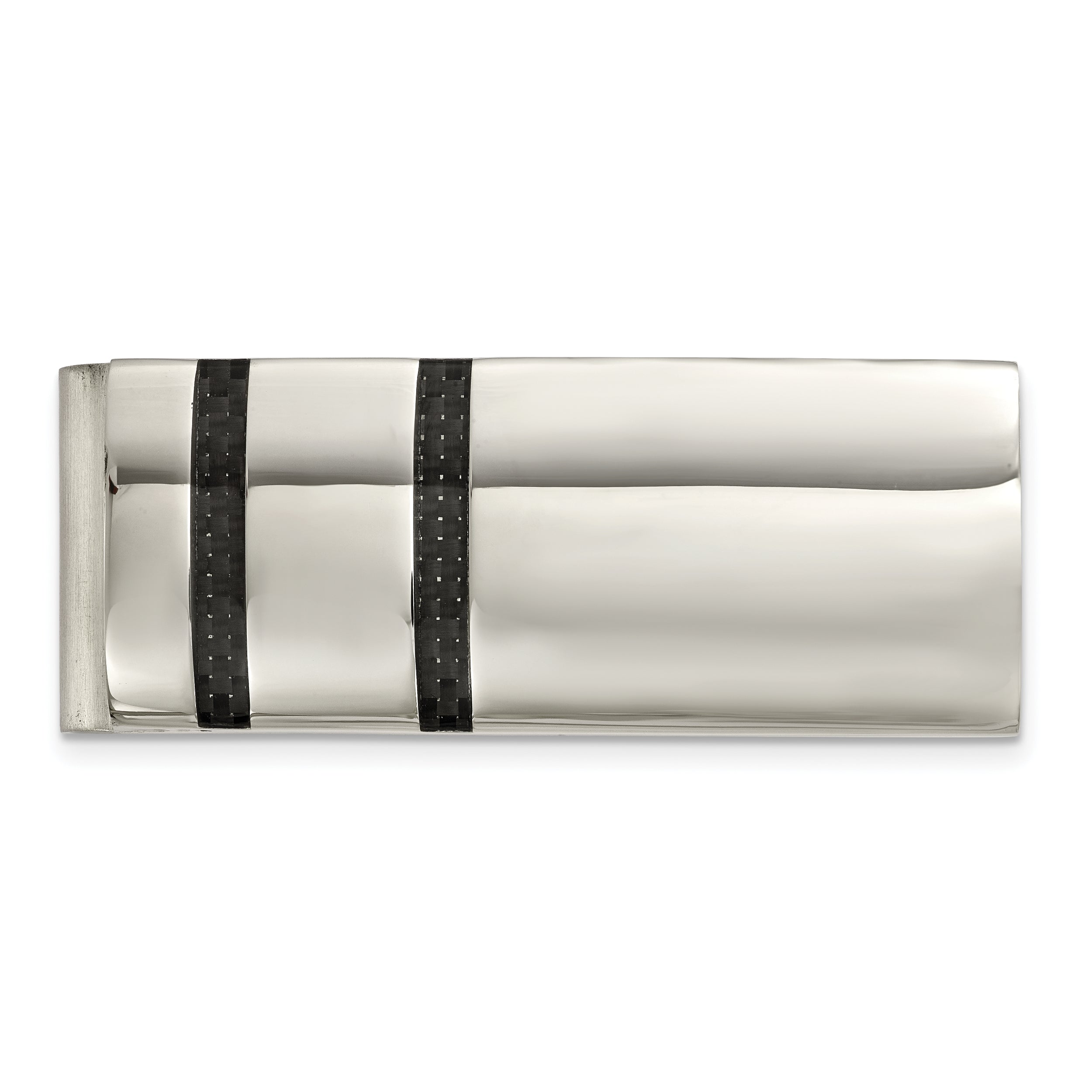 Chisel Stainless Steel Polished Black Carbon Fiber Inlay Money Clip