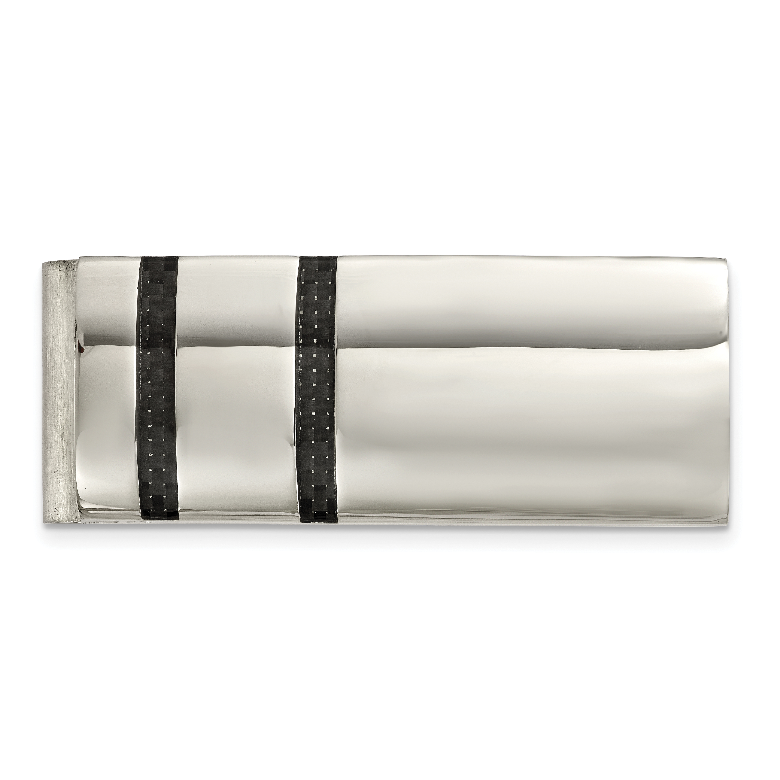 Chisel Stainless Steel Polished Black Carbon Fiber Inlay Money Clip