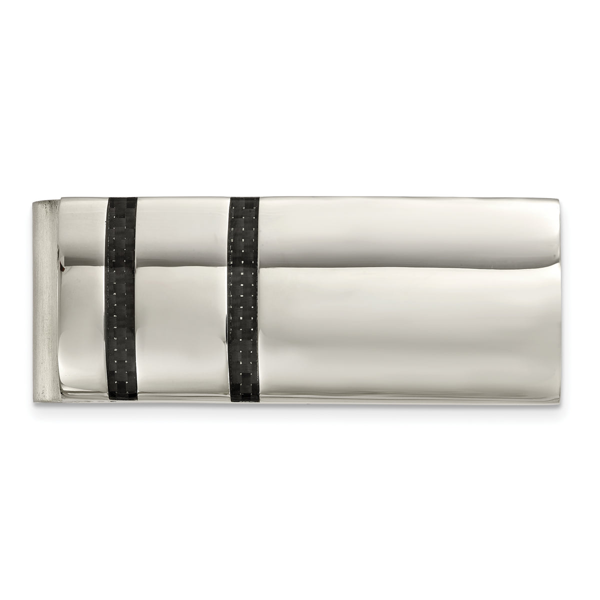 Chisel Stainless Steel Polished Black Carbon Fiber Inlay Money Clip