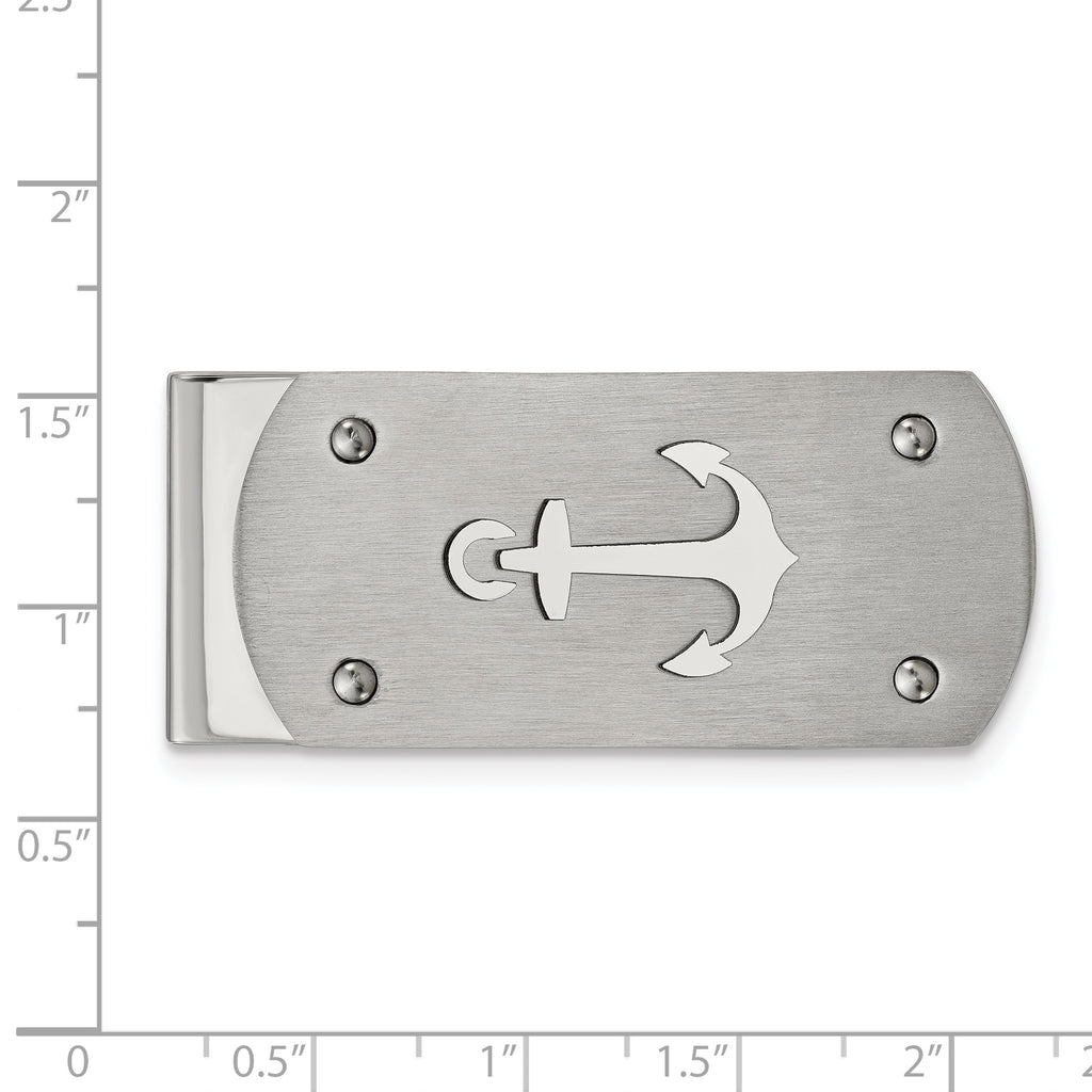 Chisel Stainless Steel Brushed and Polished Anchor Money Clip