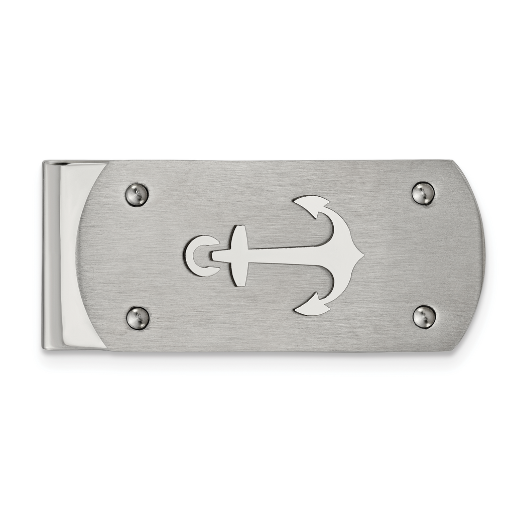 Chisel Stainless Steel Brushed and Polished Anchor Money Clip