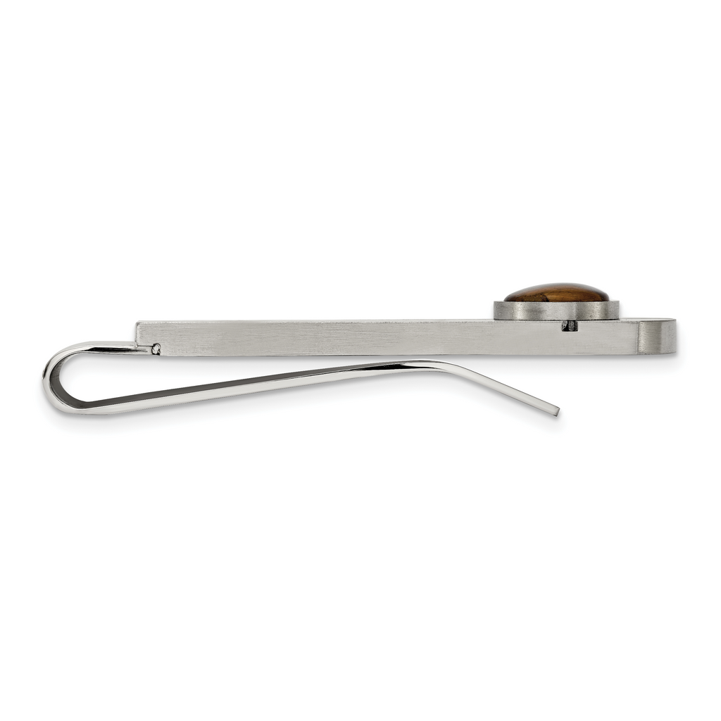 Chisel Stainless Steel Brushed with Tiger's Eye Money Clip