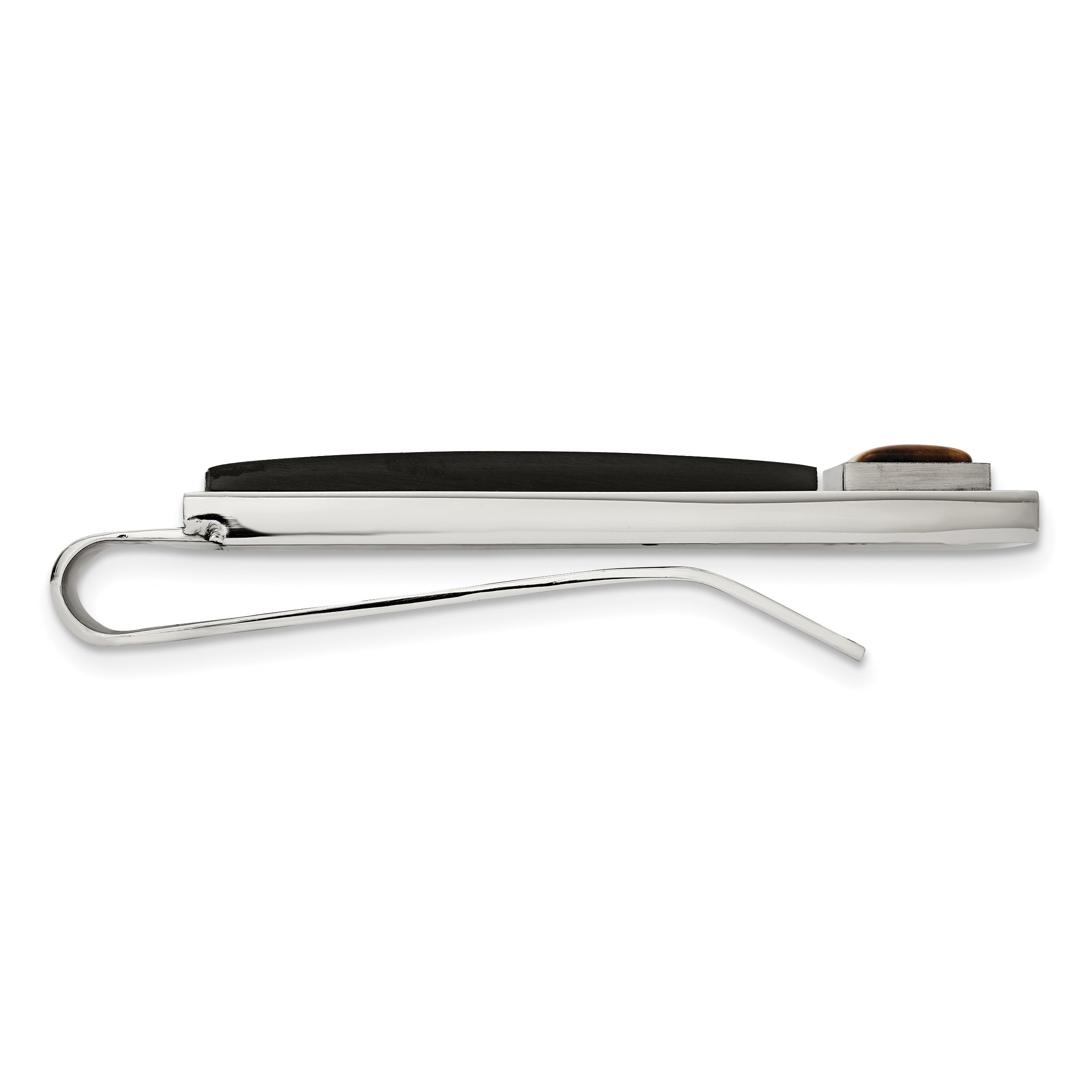 Chisel Stainless Steel Brushed and Polished Black IP-plated with Tiger's Eye Money Clip