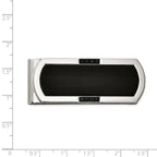 Chisel Stainless Steel Brushed and Polished Black IP-plated with Black CZ Money Clip