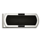 Chisel Stainless Steel Brushed and Polished Black IP-plated with Black CZ Money Clip