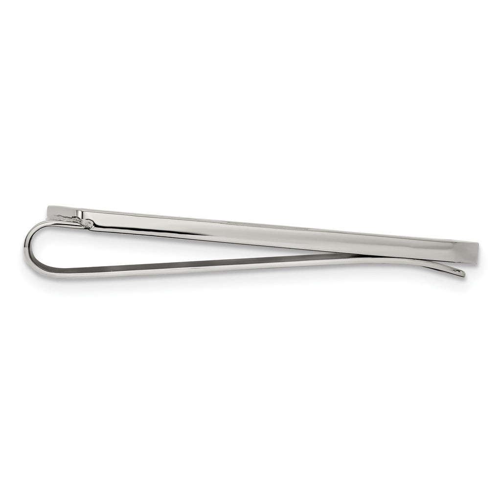 Chisel Stainless Steel Brushed and Polished with Black CZ Money Clip