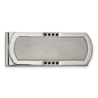 Chisel Stainless Steel Brushed and Polished with Black CZ Money Clip