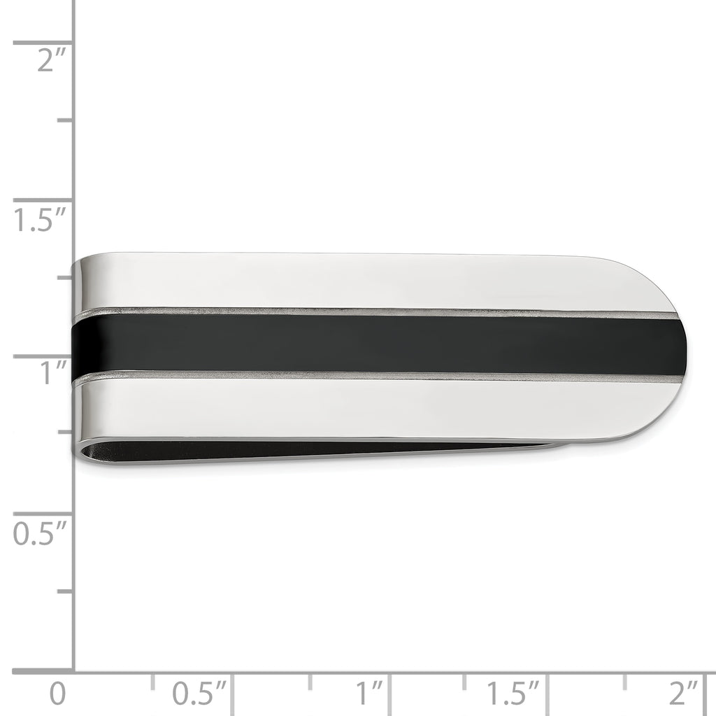 Men's Polished Black Stainless Steel Money Clip