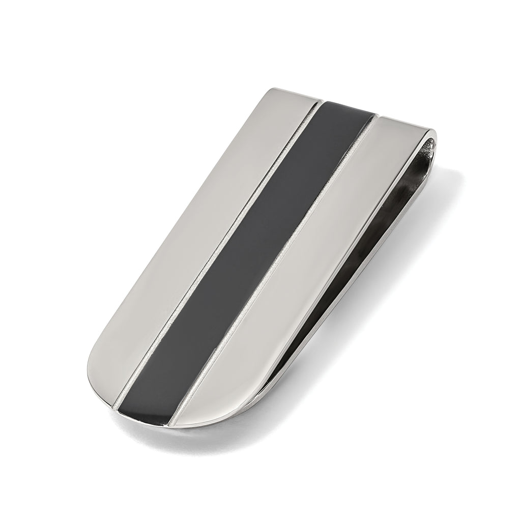 Men's Polished Black Stainless Steel Money Clip