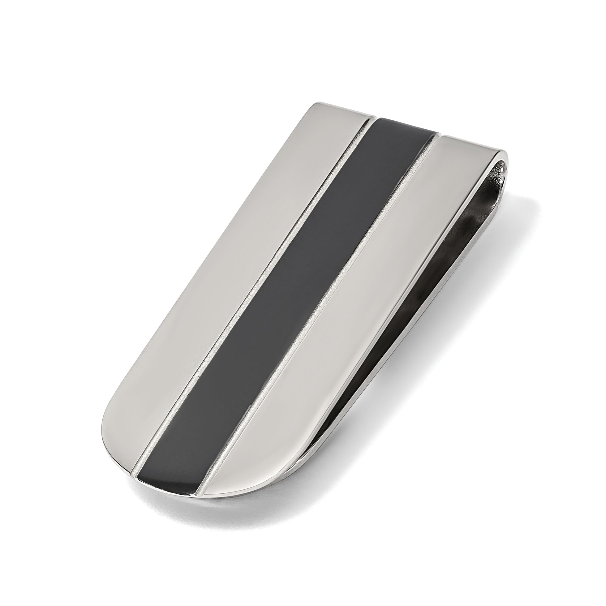 Men's Polished Black Stainless Steel Money Clip