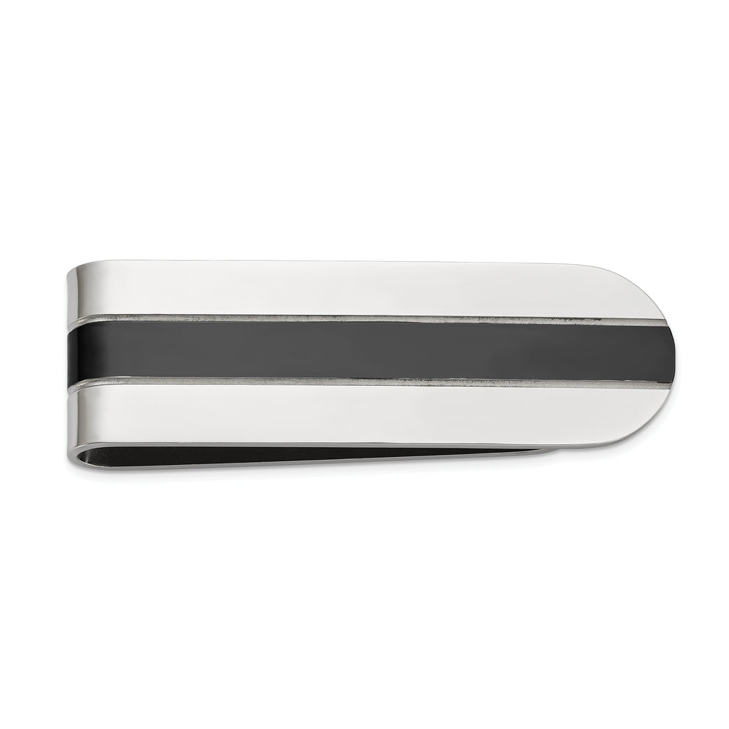 Men's Polished Black Stainless Steel Money Clip