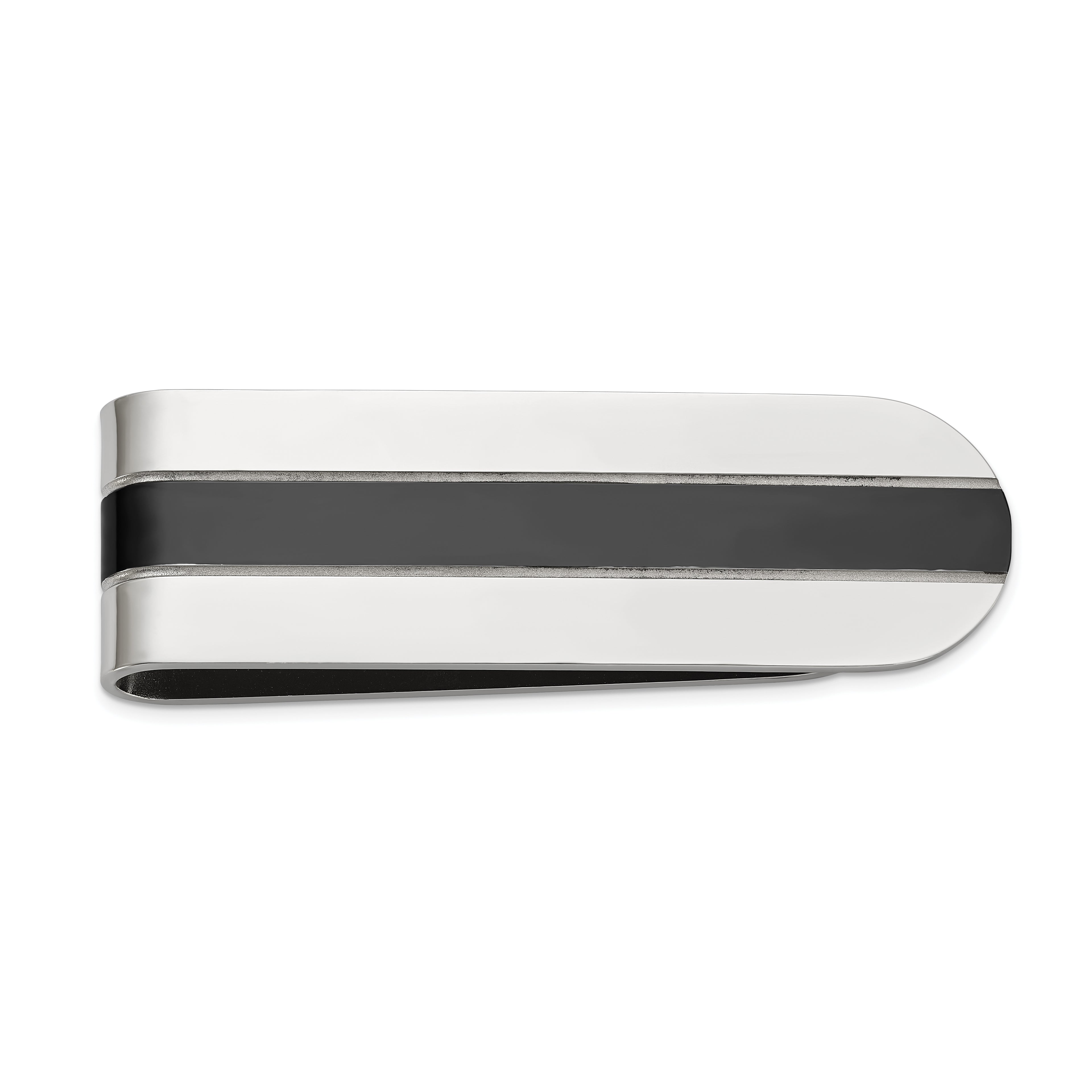 Men's Polished Black Stainless Steel Money Clip