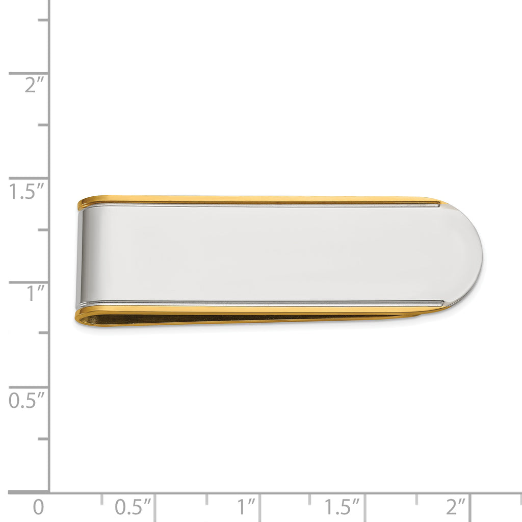 Men's Polished Gold-Tone Stainless Steel Money Clip