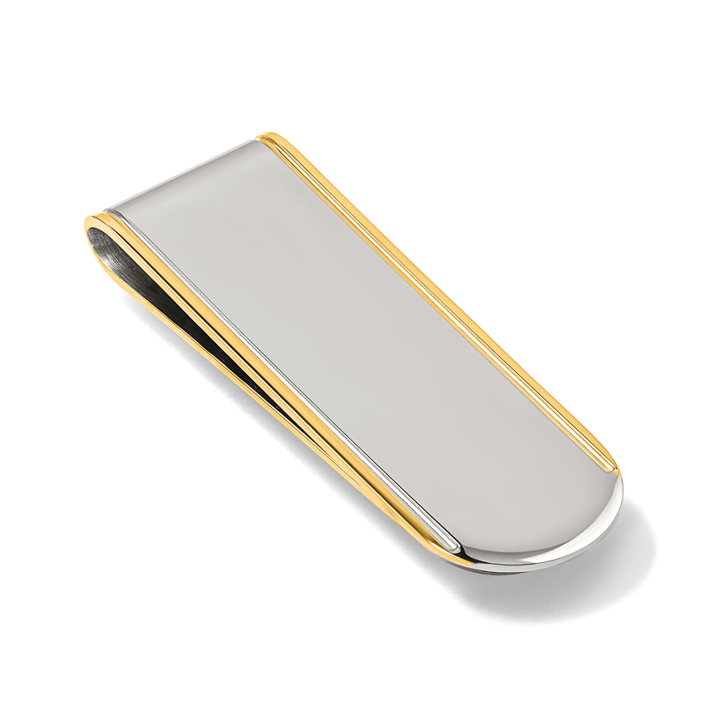 Men's Polished Gold-Tone Stainless Steel Money Clip