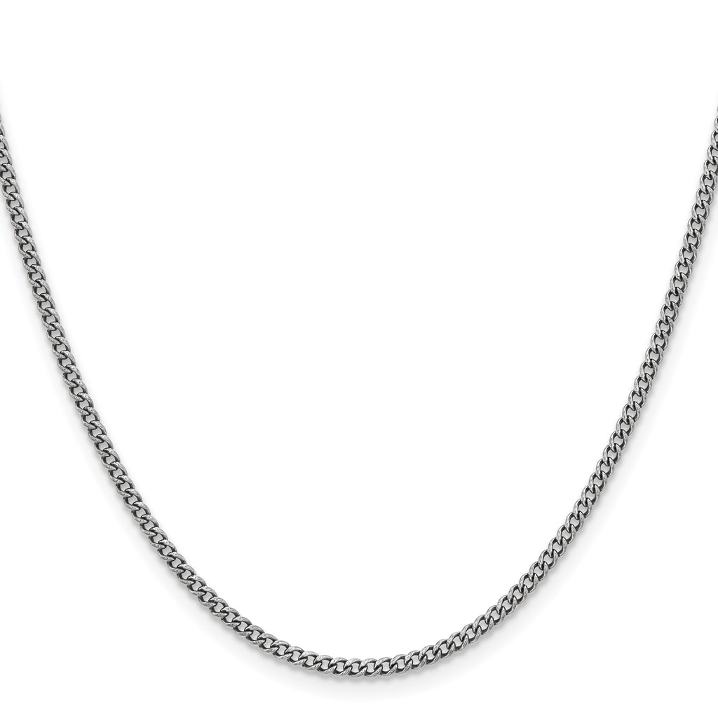 Stainless Steel Antiqued Curb Chain Necklace 2mm
