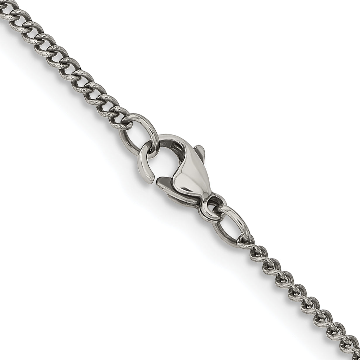 Stainless Steel Antiqued Curb Chain Necklace 2mm