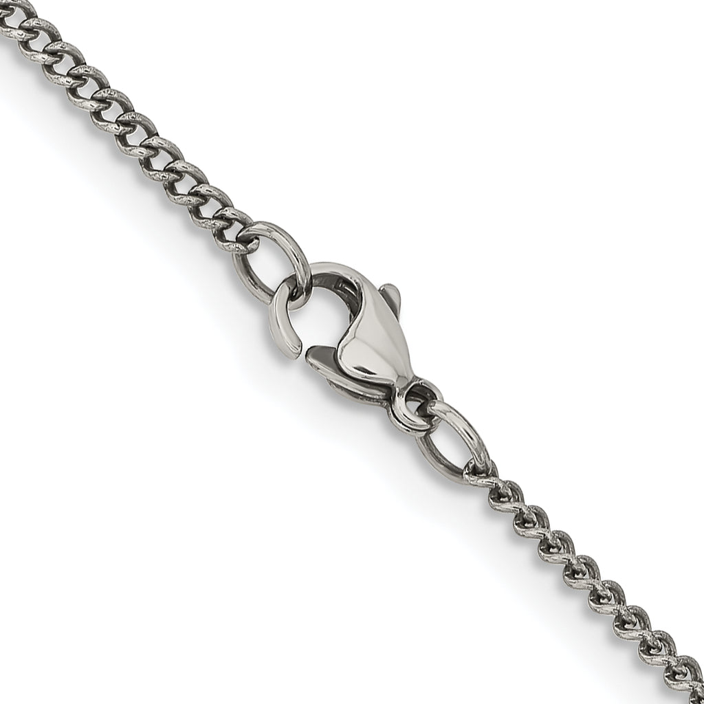 Chisel Stainless Steel Antiqued 2mm Round Curb Chain
