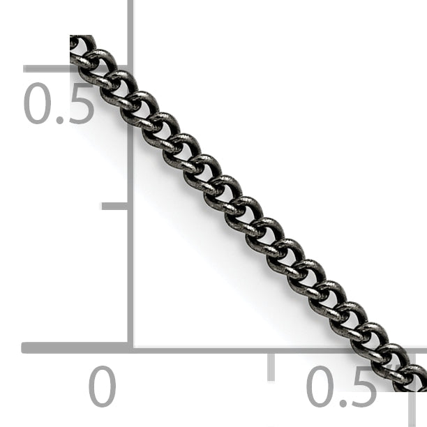 Stainless Steel Antiqued Curb Chain Necklace 2mm