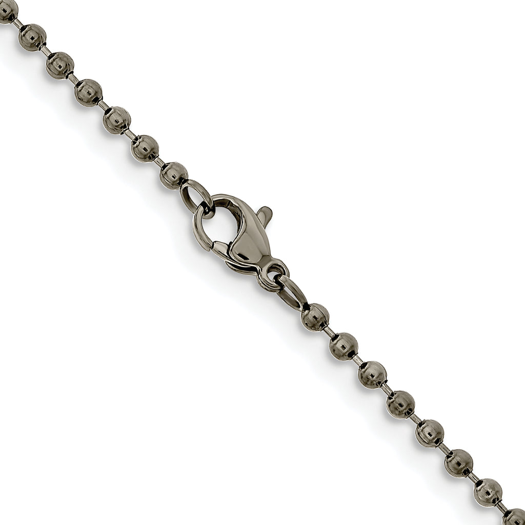 Stainless Steel Antiqued Beaded Chain Necklace 2.4mm
