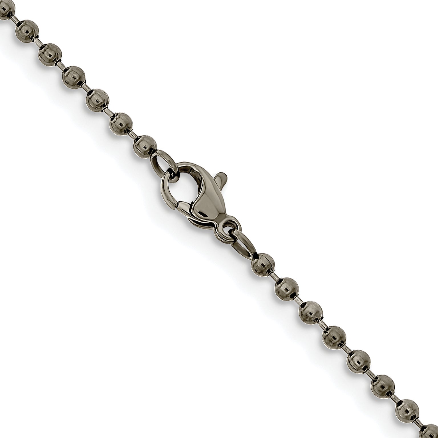 Stainless Steel Antiqued Beaded Chain Necklace 2.4mm