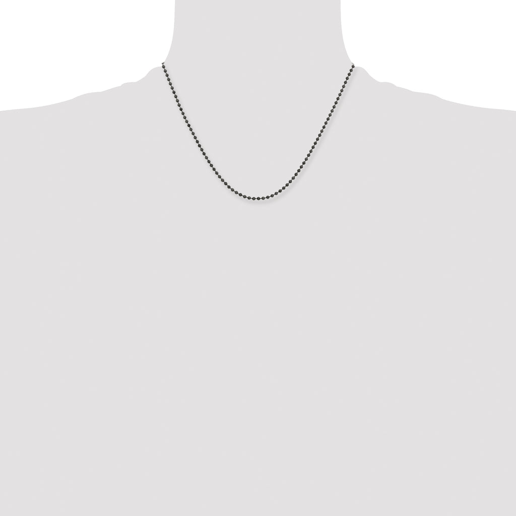 Stainless Steel Antiqued Beaded Chain Necklace 2.4mm