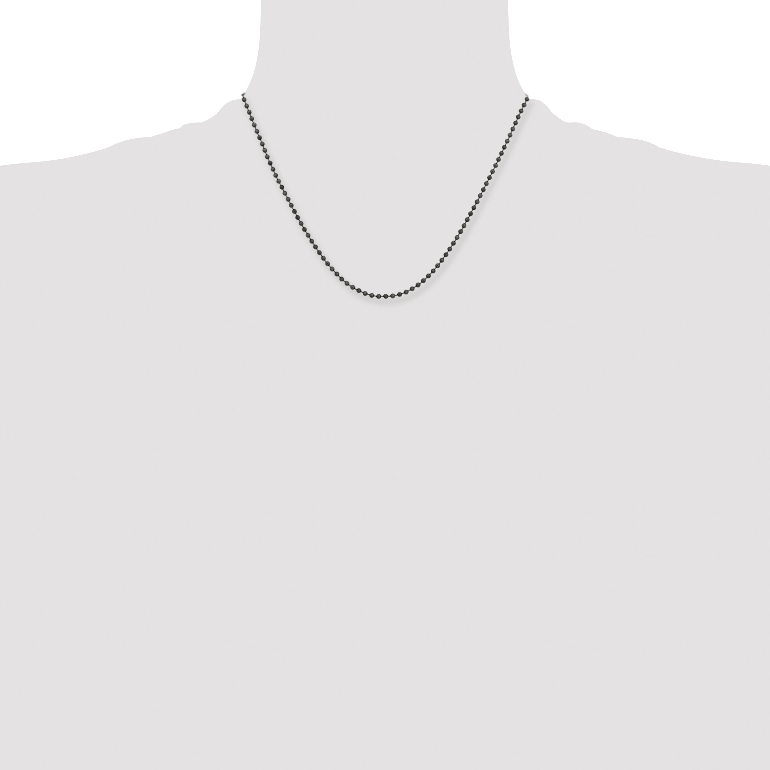 Stainless Steel Antiqued Beaded Chain Necklace 2.4mm