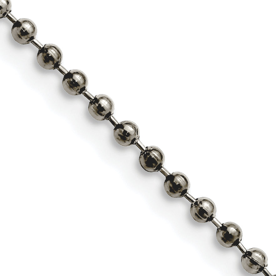 Stainless Steel Antiqued Beaded Chain Necklace 2.4mm