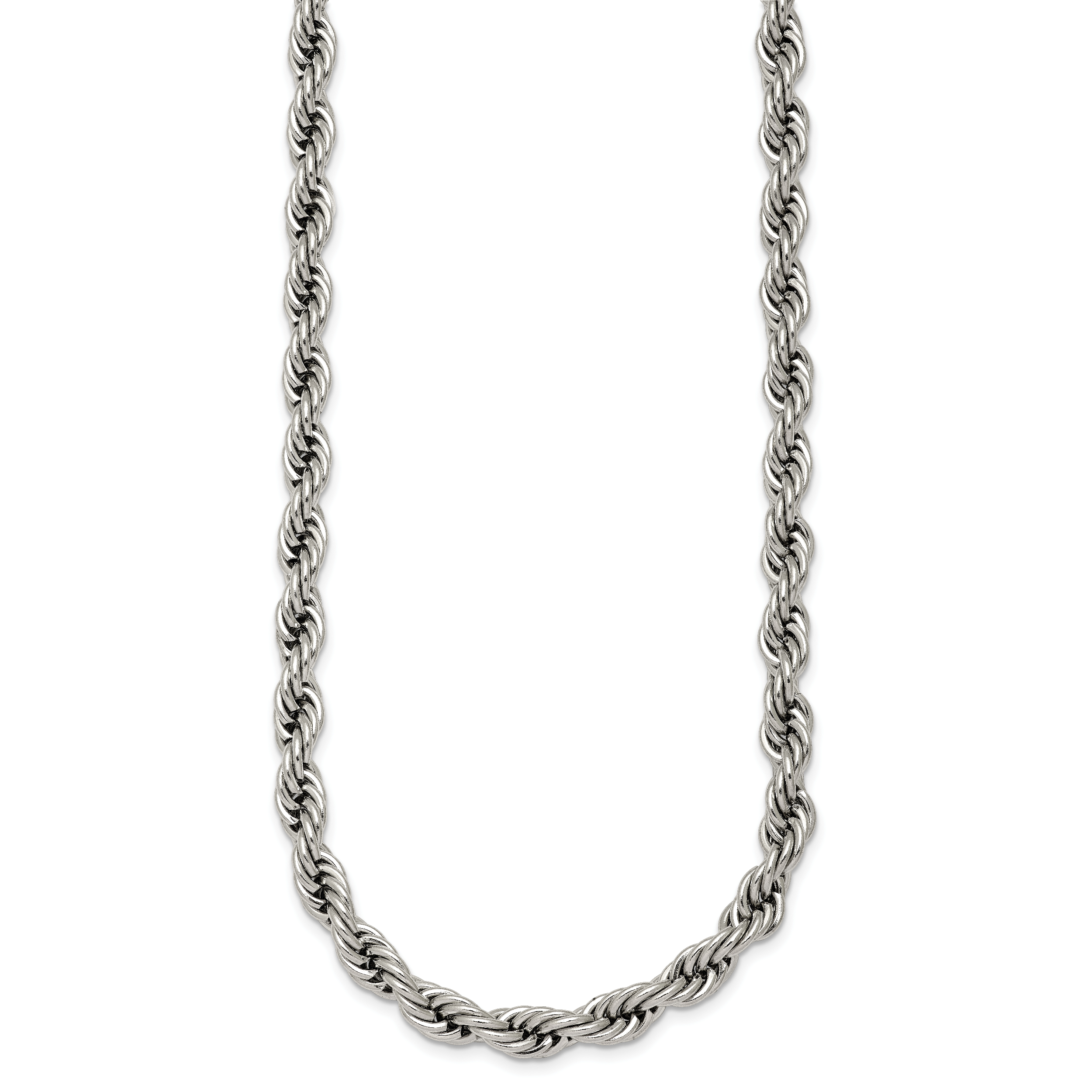 Polished Stainless Steel Rope Chain Necklace 6mm