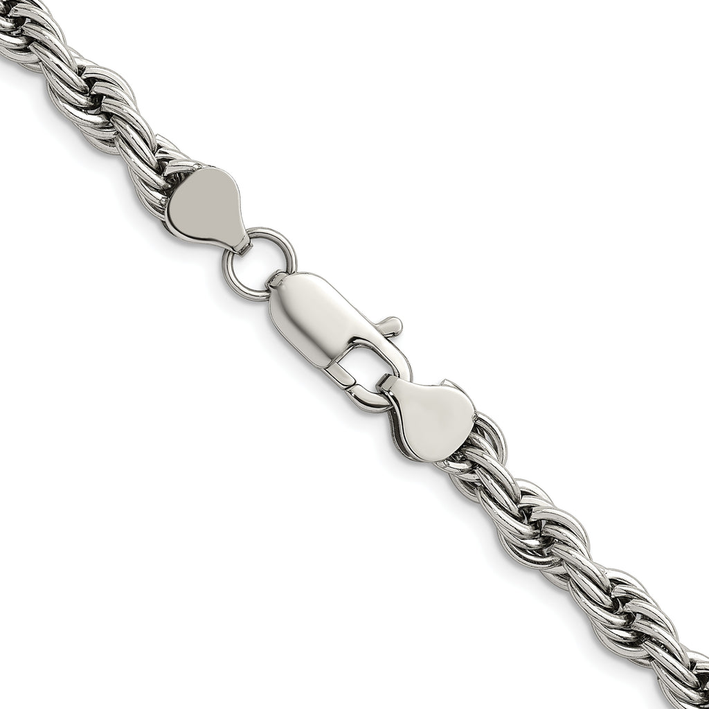 Polished Stainless Steel Rope Chain Necklace 6mm