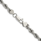Polished Stainless Steel Rope Chain Necklace 6mm