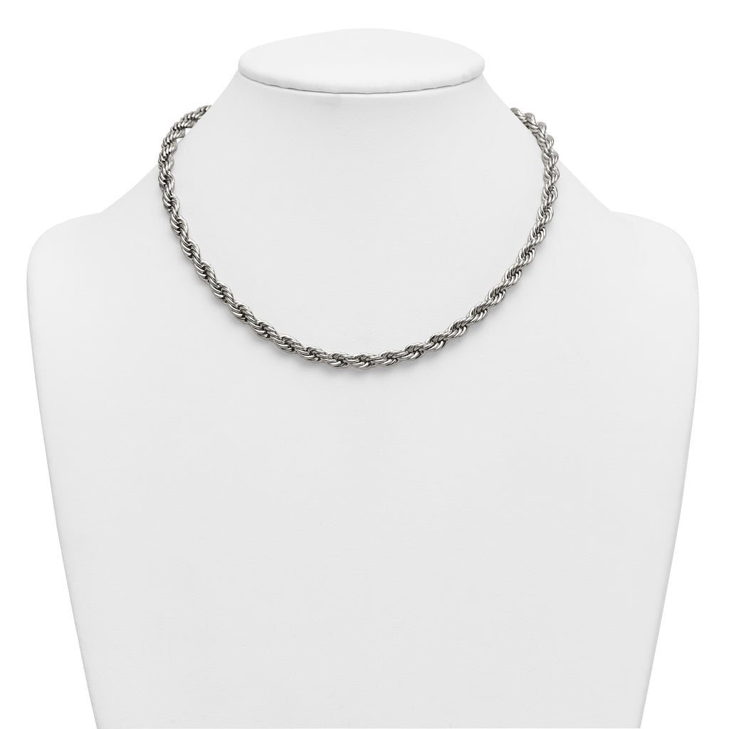 Polished Stainless Steel Rope Chain Necklace 6mm