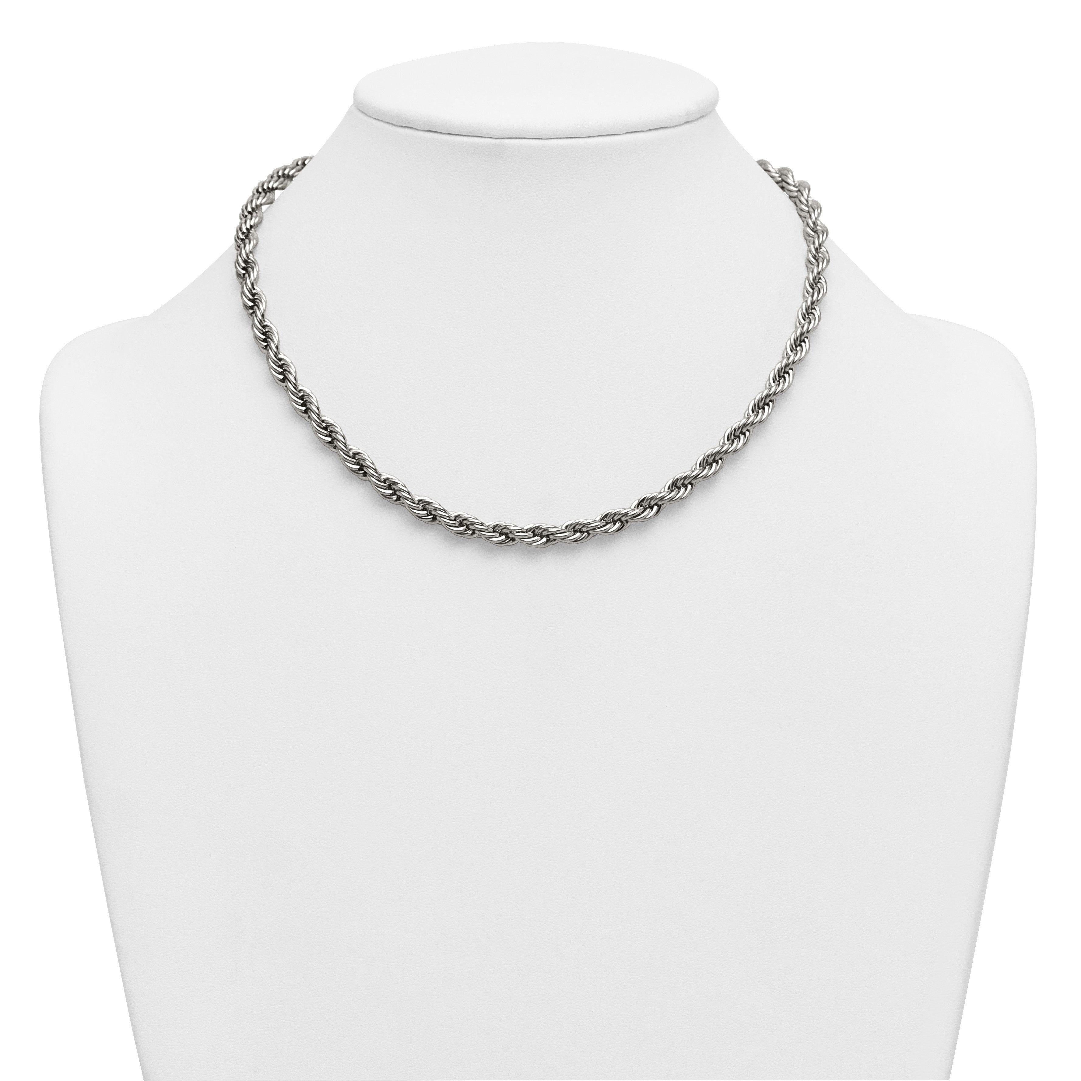 Polished Stainless Steel Rope Chain Necklace 6mm