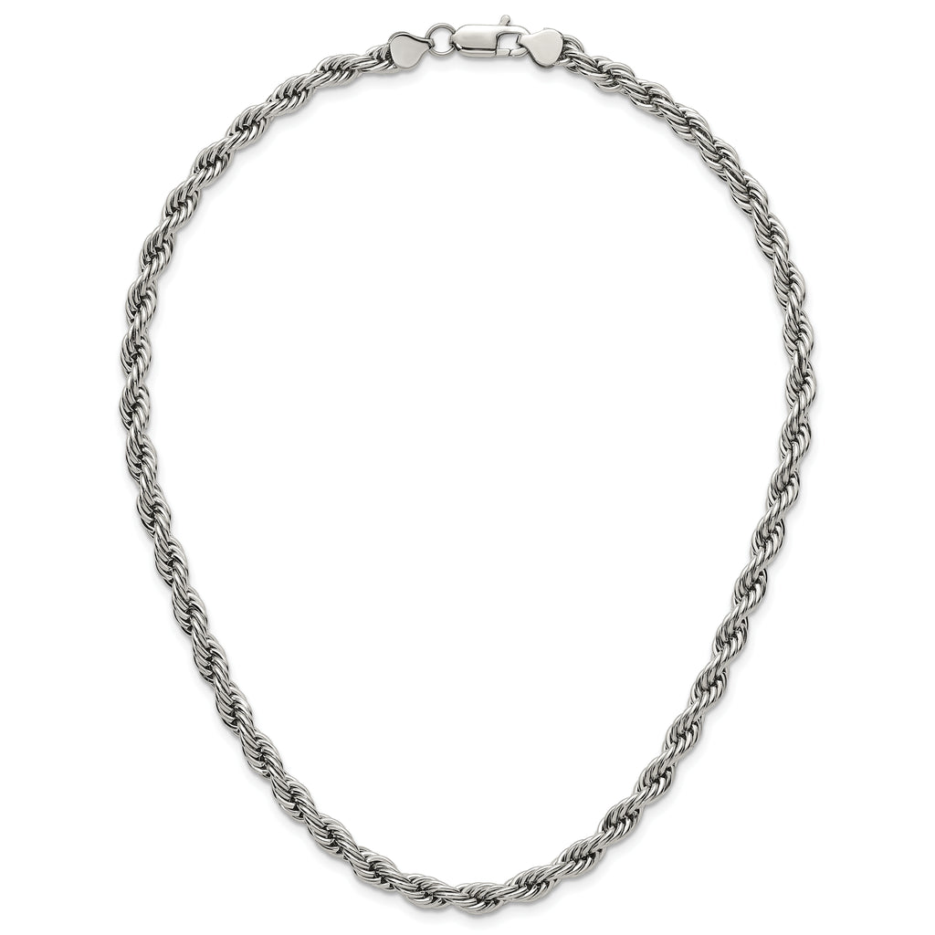 Polished Stainless Steel Rope Chain Necklace 6mm
