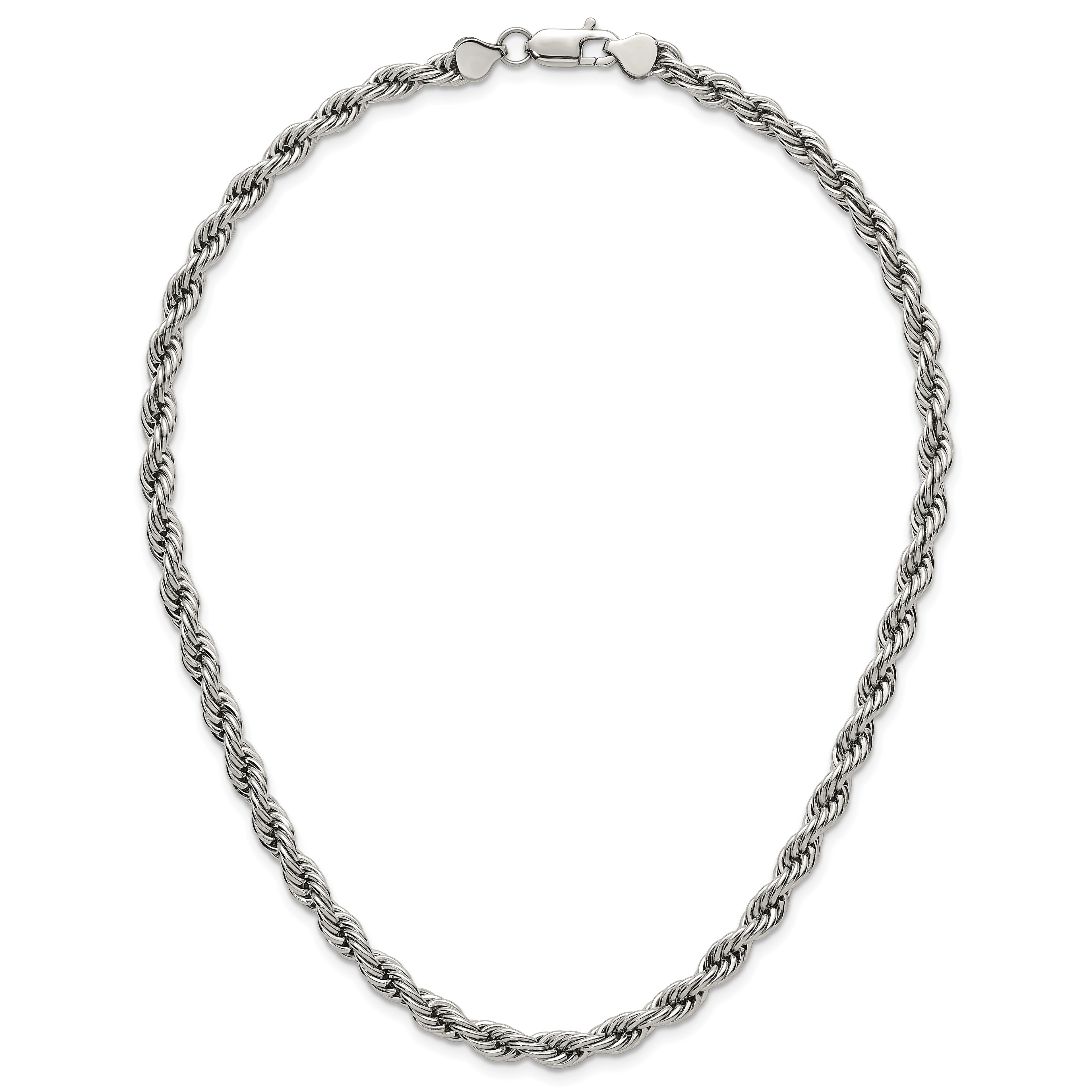 Polished Stainless Steel Rope Chain Necklace 6mm