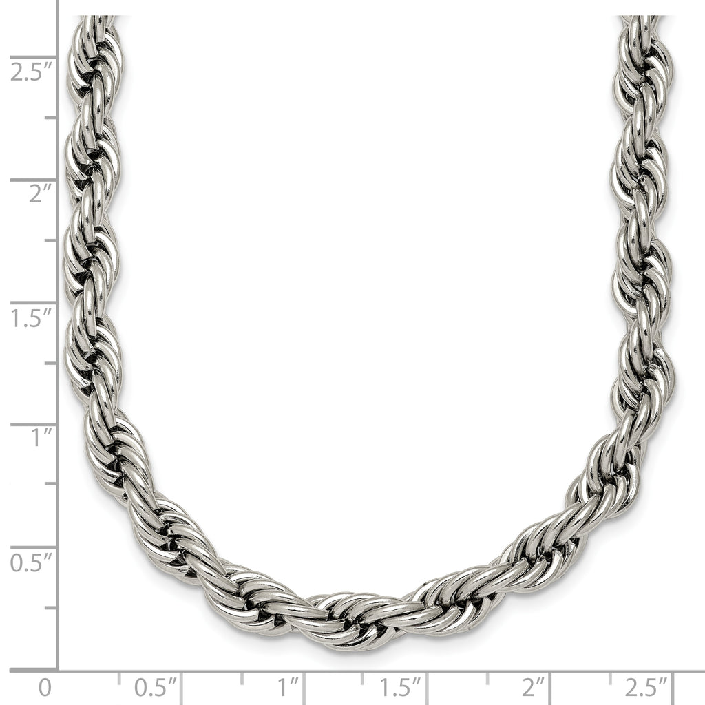 Polished Stainless Steel Rope Chain Necklace 6mm