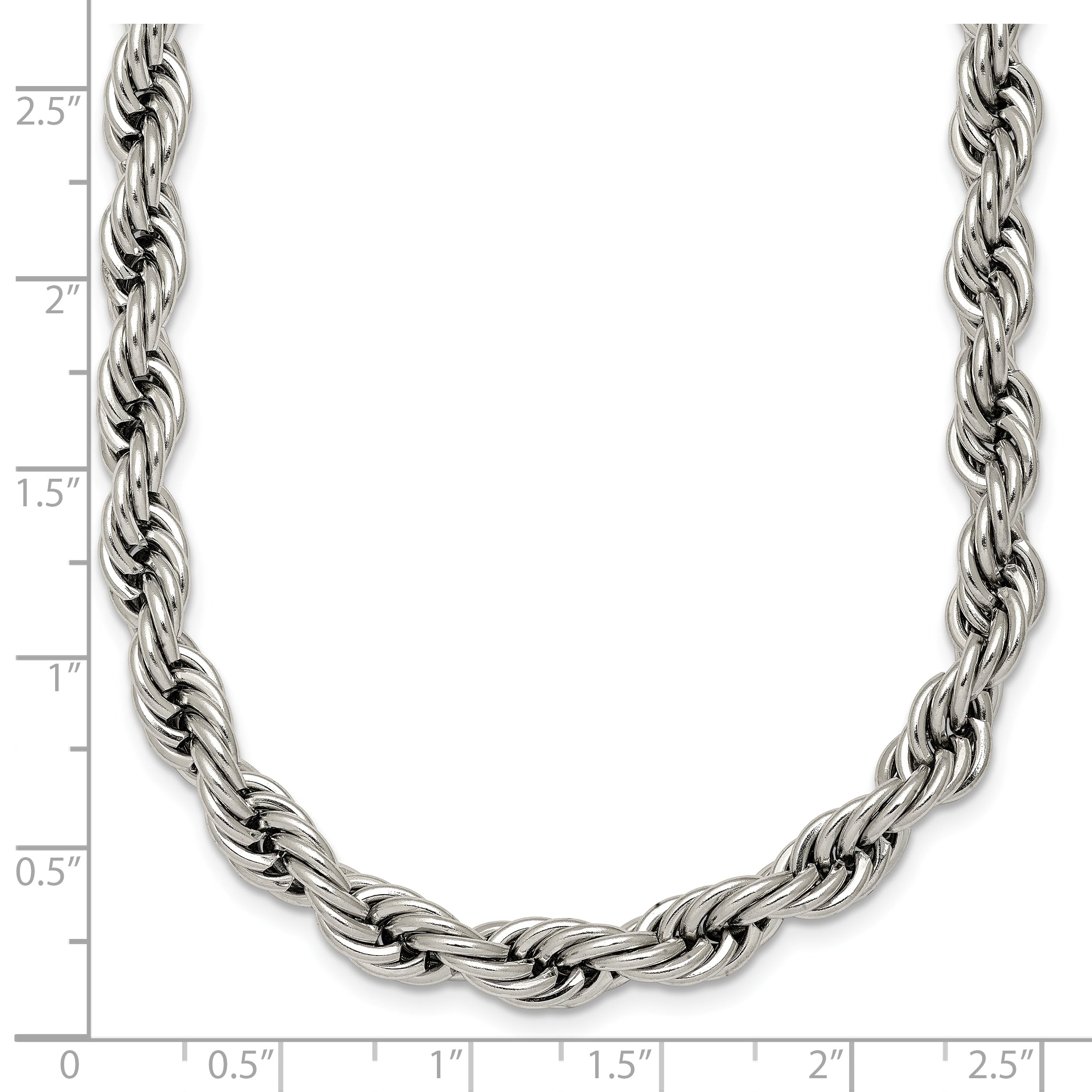 Polished Stainless Steel Rope Chain Necklace 6mm