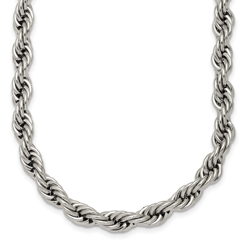 Polished Stainless Steel Rope Chain Necklace 6mm