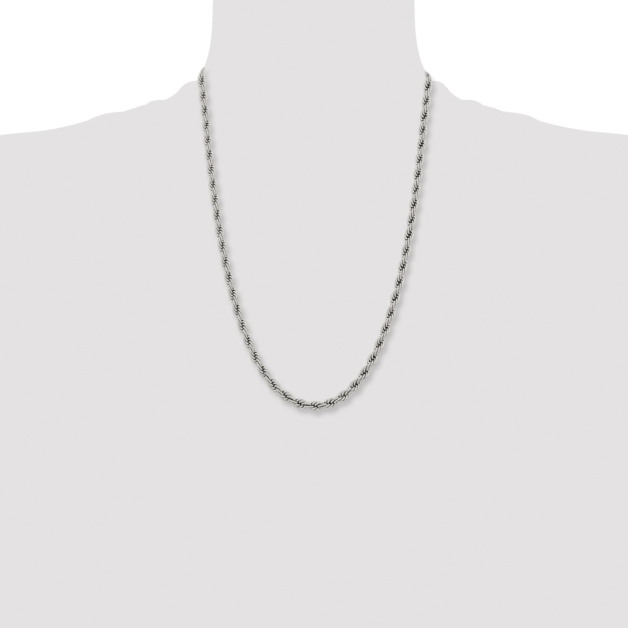 Chisel Stainless Steel Polished 6mm 24 inch Rope Chain