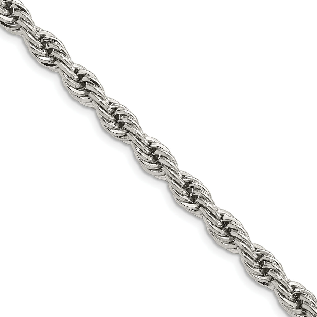 Chisel Rope Chain Necklace in Stainless Steel, 6mm, 22–30 Inch - Sophia Jewelers Main image