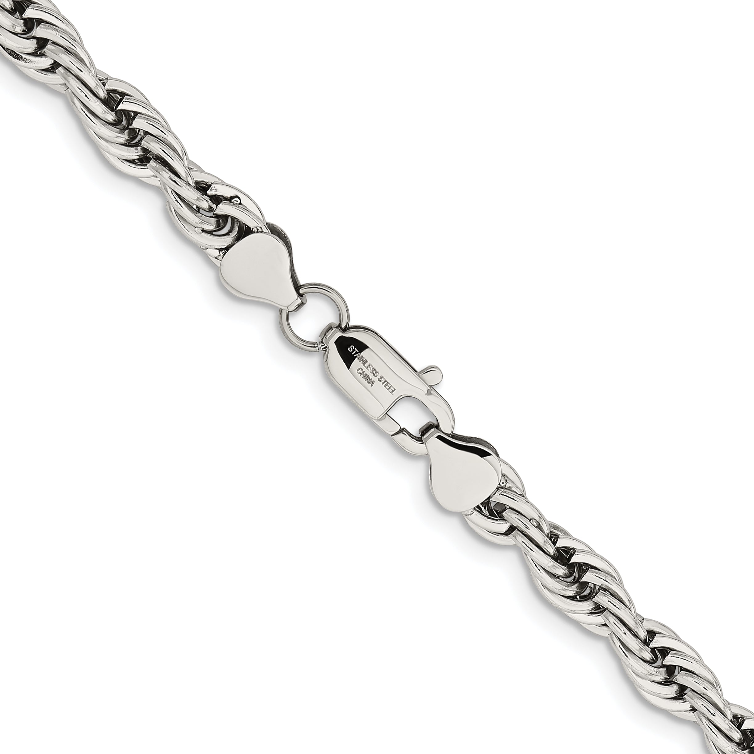Chisel Stainless Steel Polished 7mm 22 inch Rope Chain