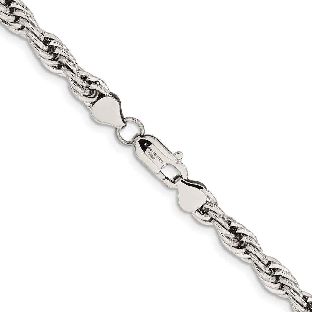 Chisel Stainless Steel Polished 7mm Rope Chain
