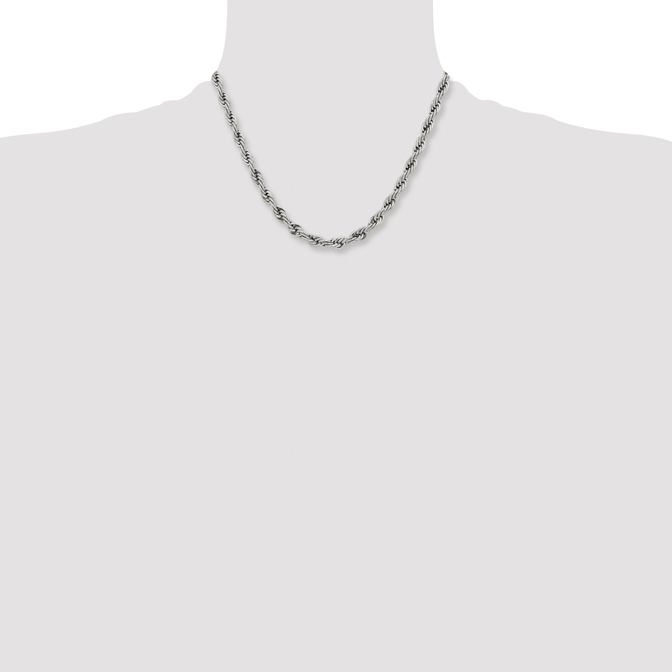 Chisel Stainless Steel Polished 7mm 18 inch Rope Chain