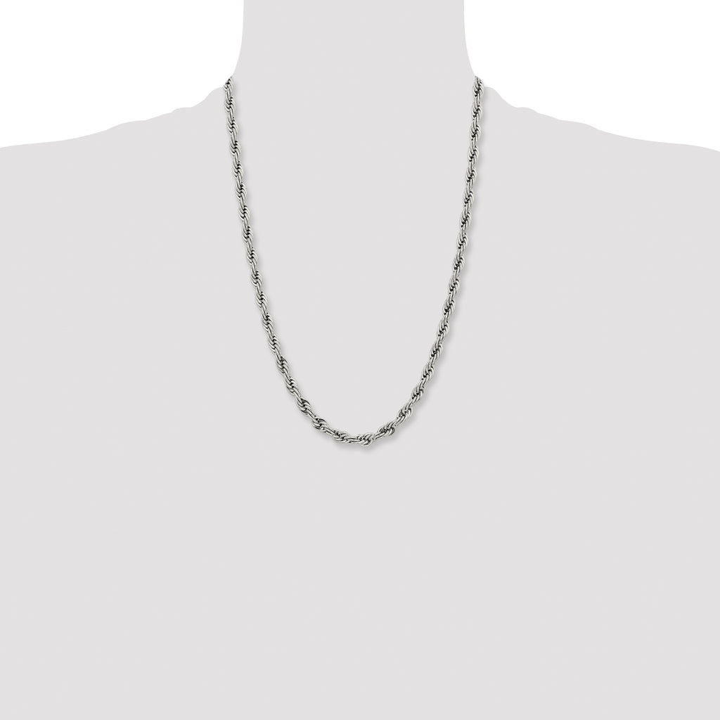 Chisel Stainless Steel Polished 7mm Rope Chain