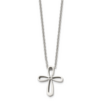 Chisel Stainless Steel Polished Open Cross Pendant on an 18 inch Cable Chain Necklace