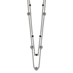 Stainless Steel Polished w/Black Onyx & Acrylic Beads w/2in ext Necklace